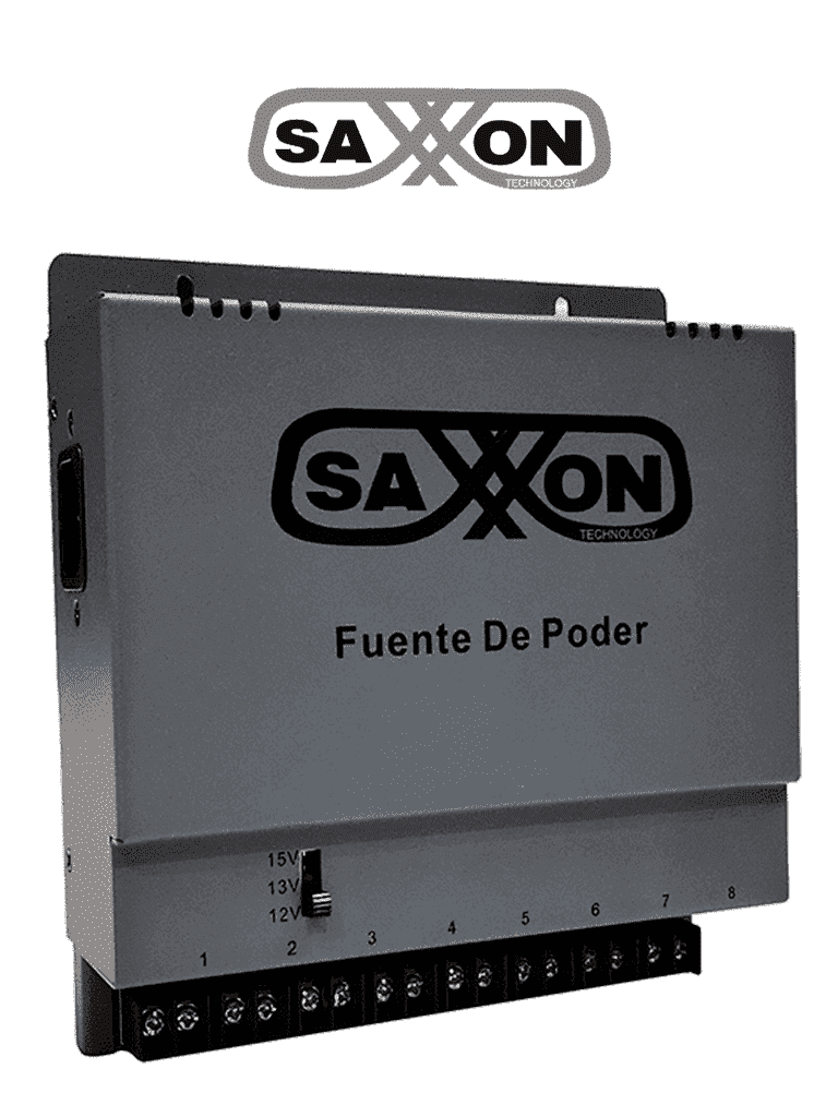 SAXXON ENERGIA PSU1208A - Fuente de poder Regulable Metálica/ Conexión de Hasta 8 Canales/ Voltaje de Ajuste 12V 13V o 15V cc/Salida de Hasta 8 Amp en los 8 Canales Máximo 1 Amp por canal// Instalación en Pared SAXXON ENERGIA PSU1208A - Fuente de poder Regulable Metálica/ Conexión de Hasta 8 Canales/ Voltaje de Ajuste 12V 13V o 15V cc/Salida de Hasta 8 Amp en los 8 Canales Máximo 1 Amp por canal// Instalación en Pared